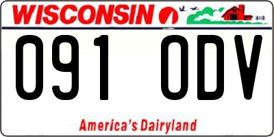 WI license plate 091ODV
