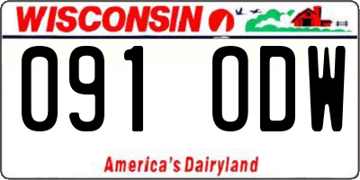 WI license plate 091ODW