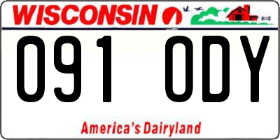 WI license plate 091ODY