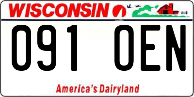WI license plate 091OEN