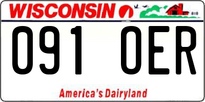 WI license plate 091OER