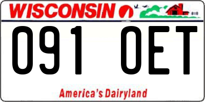 WI license plate 091OET