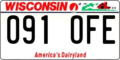 WI license plate 091OFE