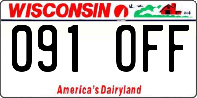 WI license plate 091OFF