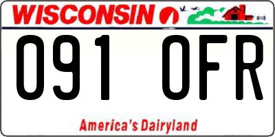 WI license plate 091OFR