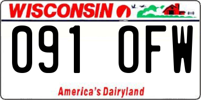 WI license plate 091OFW