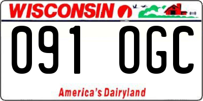WI license plate 091OGC