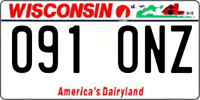 WI license plate 091ONZ