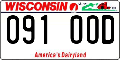 WI license plate 091OOD
