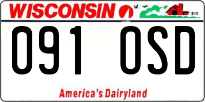 WI license plate 091OSD