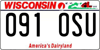 WI license plate 091OSU