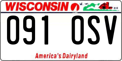 WI license plate 091OSV