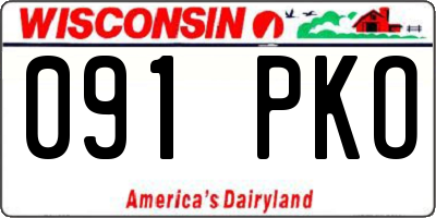 WI license plate 091PKO