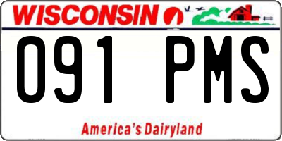 WI license plate 091PMS