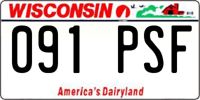 WI license plate 091PSF
