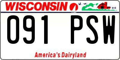 WI license plate 091PSW