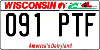 WI license plate 091PTF
