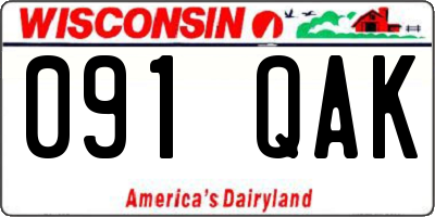 WI license plate 091QAK
