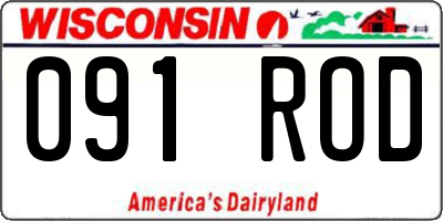 WI license plate 091ROD