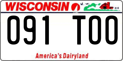WI license plate 091TOO