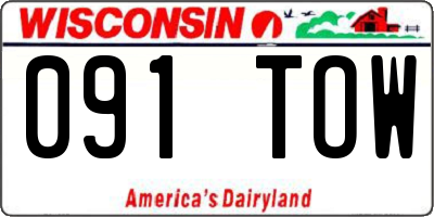 WI license plate 091TOW