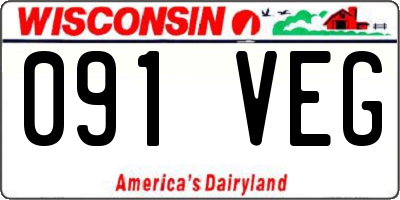 WI license plate 091VEG