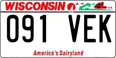 WI license plate 091VEK