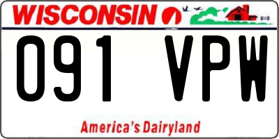 WI license plate 091VPW