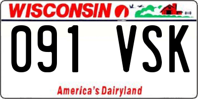 WI license plate 091VSK