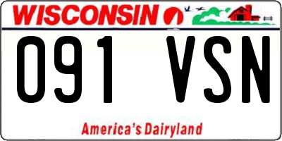 WI license plate 091VSN