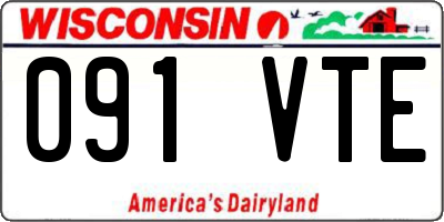 WI license plate 091VTE