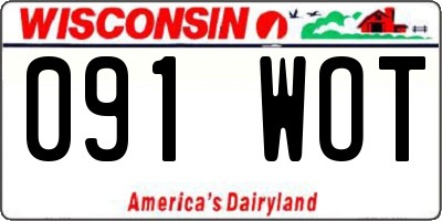 WI license plate 091WOT
