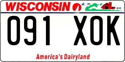 WI license plate 091XOK