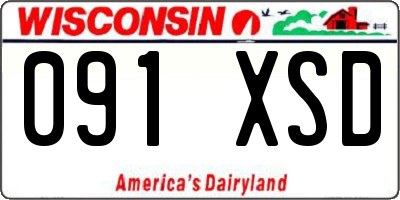 WI license plate 091XSD
