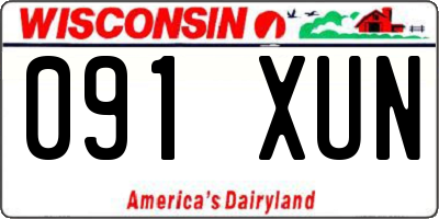 WI license plate 091XUN
