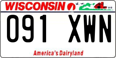 WI license plate 091XWN