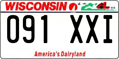 WI license plate 091XXI
