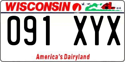 WI license plate 091XYX