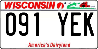 WI license plate 091YEK