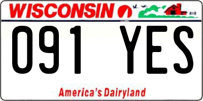 WI license plate 091YES