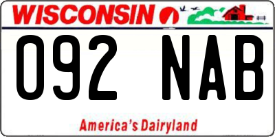 WI license plate 092NAB