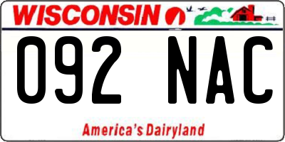 WI license plate 092NAC