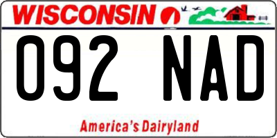 WI license plate 092NAD