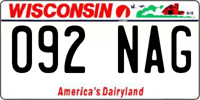 WI license plate 092NAG