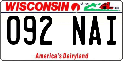 WI license plate 092NAI