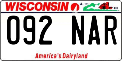 WI license plate 092NAR