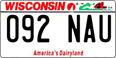 WI license plate 092NAU