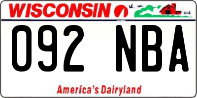 WI license plate 092NBA