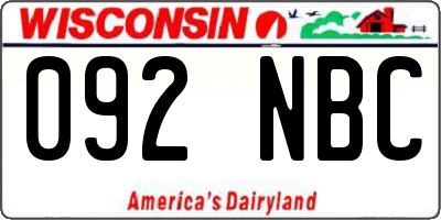 WI license plate 092NBC
