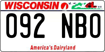 WI license plate 092NBO